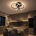 Lustra LED cu 3 Cercuri cu Telecomanda, 3 Tipuri De Lumina, 74W, Negru - imagine 3