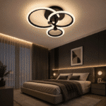 Lustra LED cu 3 Cercuri cu Telecomanda, 3 Tipuri De Lumina, 74W, Negru