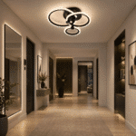 Lustra LED cu 3 Cercuri cu Telecomanda, 3 Tipuri De Lumina, 74W, Negru - imagine 2