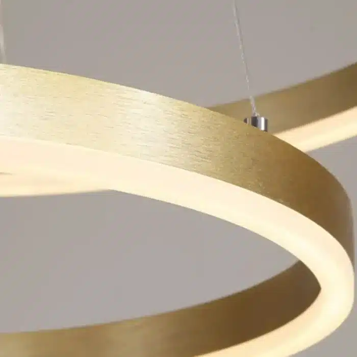 Pendul LED cu 2 Cercuri Suspendate, 140W, Ø50 cm, H150 cm, 3000K–6500K, Telecomandă, Auriu Periat - imagine 7