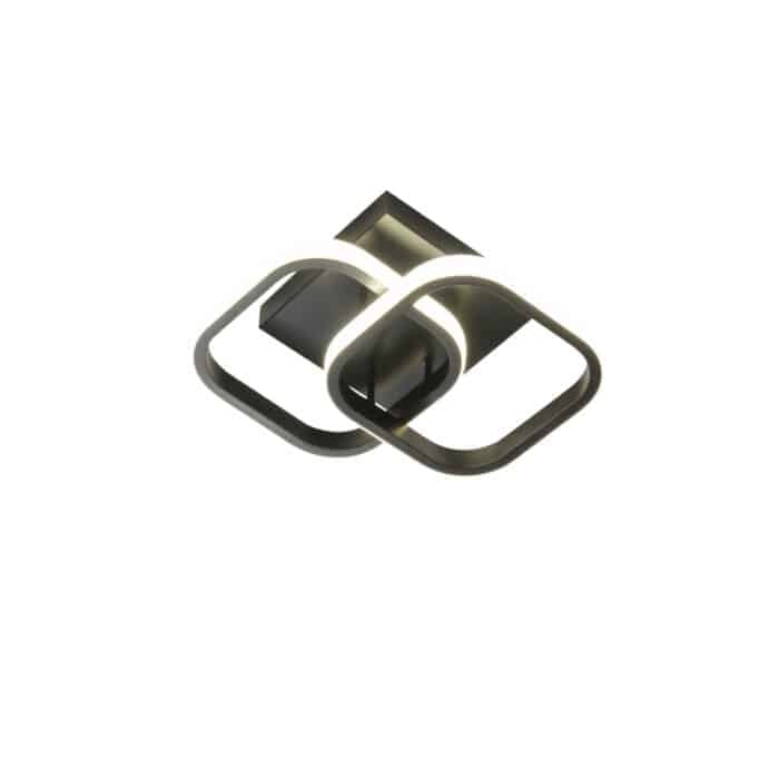 Lustra LED 2 Patrate, Rame Metalice, 32W, 2 Romburi, Lumina Rece/Calda/Neutra, Negru - imagine 2