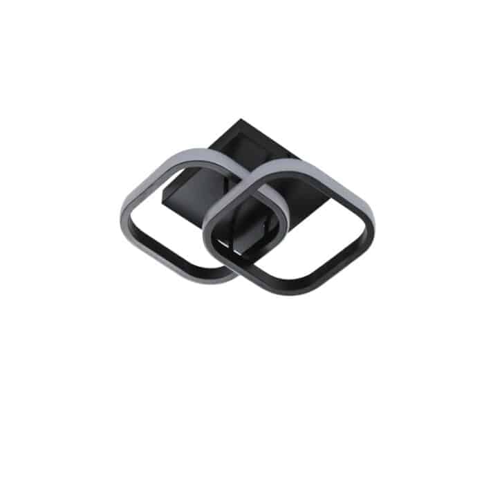 Lustra LED 2 Patrate, Rame Metalice, 32W, 2 Romburi, Lumina Rece/Calda/Neutra, Negru - imagine 5