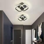 Lustra LED 2 Patrate, Rame Metalice, 32W, 2 Romburi, Lumina Rece/Calda/Neutra, Negru