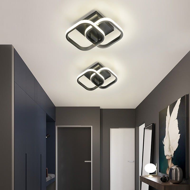Lustra LED 2 Patrate, Rame Metalice, 32W, 2 Romburi, Lumina ReceCaldaNeutra, Negru Lustra LED 2 Patrate, Rame Metalice, 32W, 2 Romburi, Lumina Rece/Calda/Neutra, Negru - imagine 1