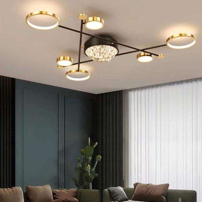 Lustra Led cu Telecomanda Nazira 138W, Auriu Negru - imagine 7
