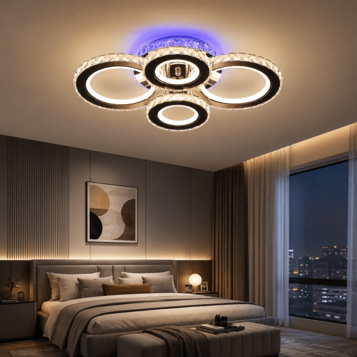 Lustra LED RGB cu Telecomanda Anita, 136W, Negru - imagine 4