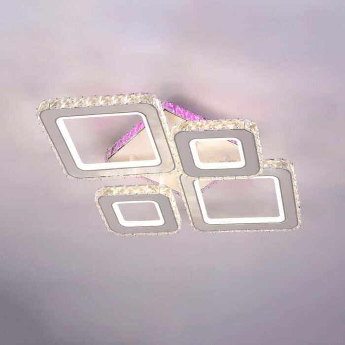 Lustra Led Gina cu Telecomanda, 162W, Alb, 3 tipuri de lumina + RGB Lumina Colorata, 61x47cm - imagine 5