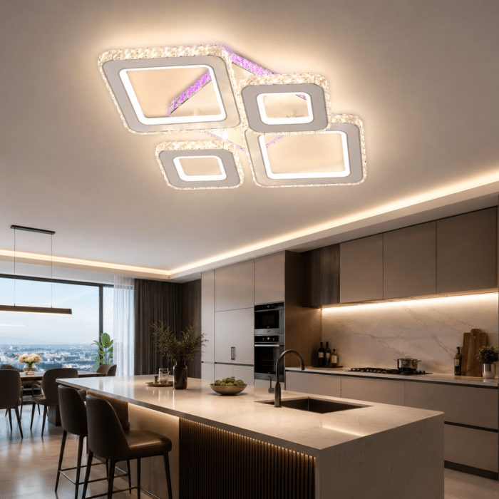 Lustra Led Gina cu Telecomanda, 162W, Alb, 3 tipuri de lumina + RGB Lumina Colorata, 61x47cm - imagine 4