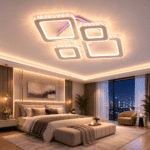 Lustra Led Gina cu Telecomanda, 162W, Alb, 3 tipuri de lumina + RGB Lumina Colorata, 61x47cm - imagine 3