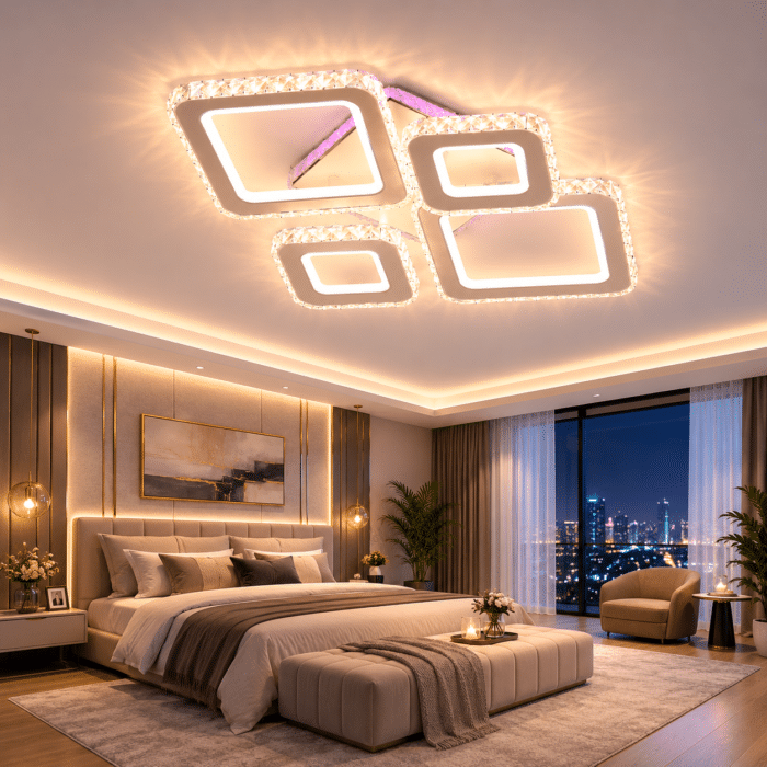 Lustra Led Gina cu Telecomanda, 162W, Alb, 3 tipuri de lumina + RGB Lumina Colorata, 61x47cm - imagine 3