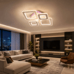 Lustra Led Gina cu Telecomanda, 162W, Alb, 3 tipuri de lumina + RGB Lumina Colorata, 61x47cm