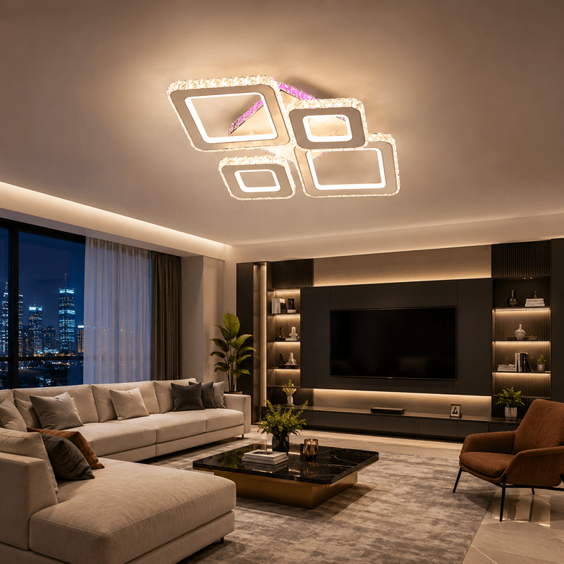 Lustra Led Gina cu Telecomanda, 162W, Alb, 3 tipuri de lumina + RGB Lumina Colorata, 61x47cm (4) Lustra Led Gina cu Telecomanda, 162W, Alb, 3 tipuri de lumina + RGB Lumina Colorata, 61x47cm - imagine 1