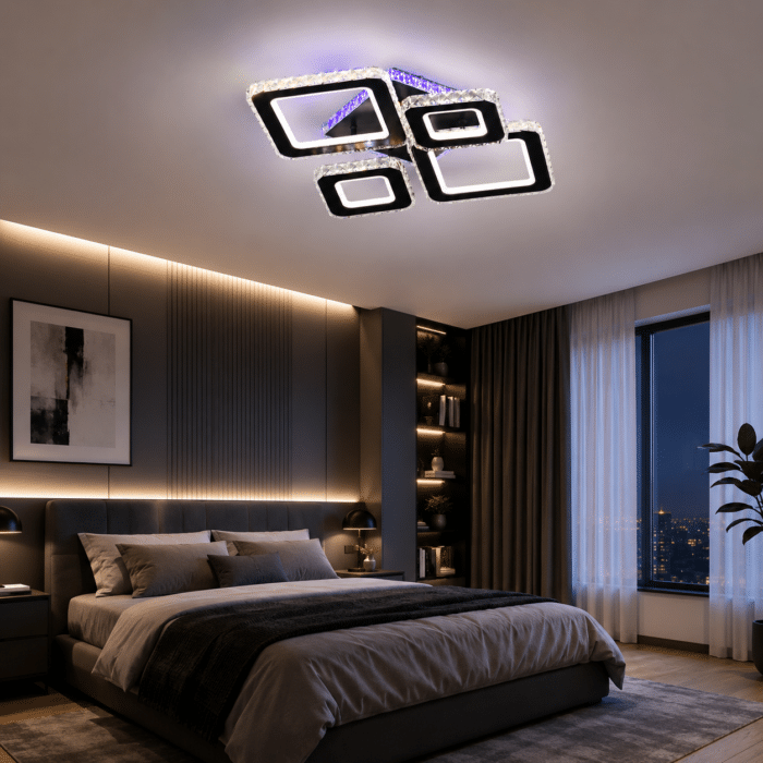 Lustra Led Krystal cu Telecomanda, 162W, Negru 61x47cm - imagine 2