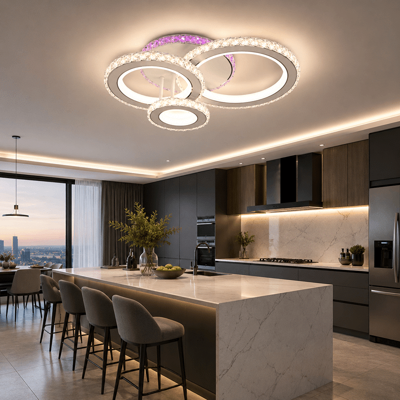 Lustra Led Minerva cu Telecomanda 134W, Alb, 3 Tipuri de Lumina + RGB - Lumina Colorata, 47x36cm (1) Lustra Led Minerva cu Telecomanda 134W, Alb, 3 Tipuri de Lumina + RGB - Lumina Colorata, 47x36cm - imagine 1
