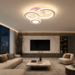 Lustra Led Minerva cu Telecomanda 134W, Alb, 3 Tipuri de Lumina + RGB - Lumina Colorata, 47x36cm - imagine 2