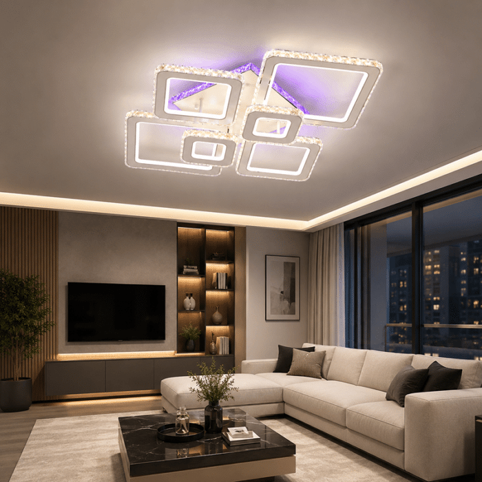 Lustra Led Shanif cu Telecomanda, 288W, Alb, RGB - imagine 2