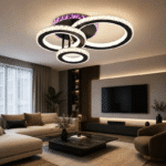 Lustra Led Zakiyah cu Telecomanda, 134W, Negru 47x36cm