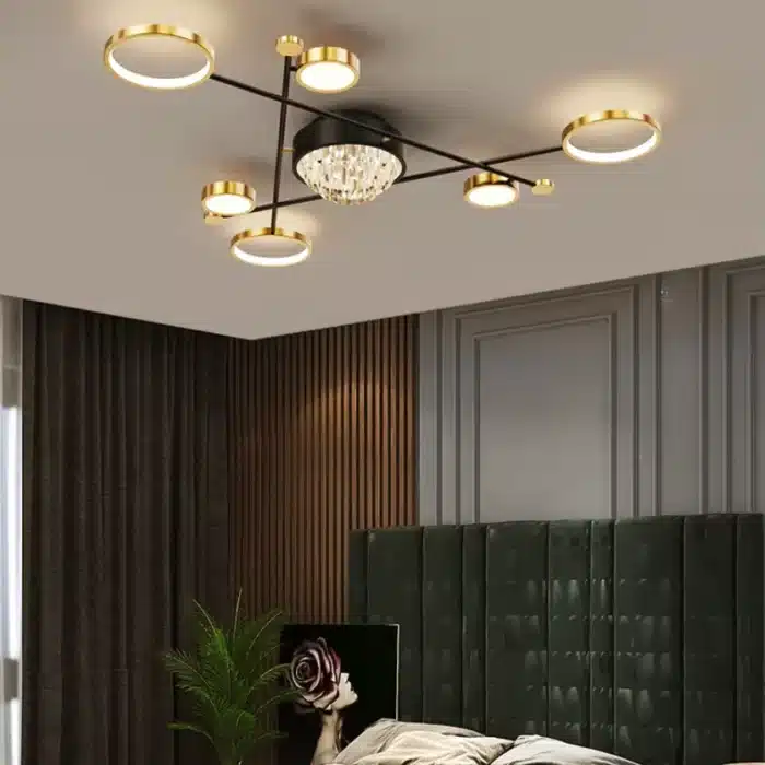 Lustra Led cu Telecomanda Nazira 138W, Auriu Negru - imagine 5