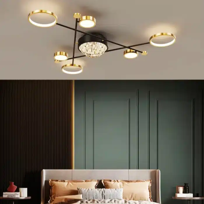 Lustra Led cu Telecomanda Nazira 138W, Auriu Negru - imagine 6