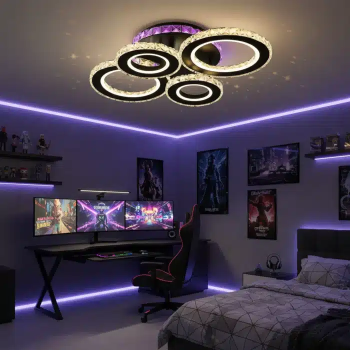Lustra LED RGB cu Telecomanda Anita, 136W, Negru - imagine 3