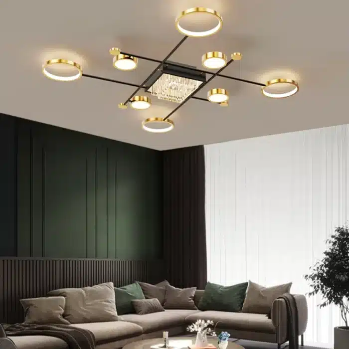 Lustra Led cu Telecomanda Sorrel 168W, Auriu Negru 118x118cm - imagine 7