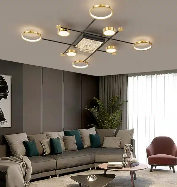 Lustra Led cu Telecomanda Sorrel 168W, Auriu Negru 118x118cm - imagine 6