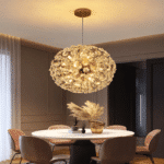 Lustra LED Mareyan 60 cm Diametru ,Textura Cristal, Metal, 12xG9, Auriu