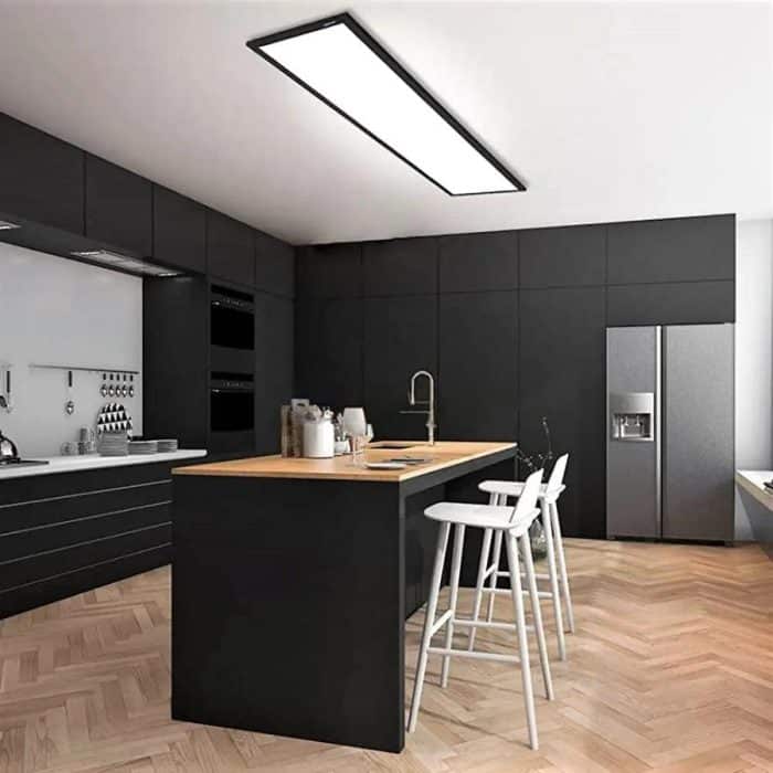Panou LED Suspendat si Aplicat, Lumina Rece, 6000K, 72W, Negru 117x28 cm - imagine 8