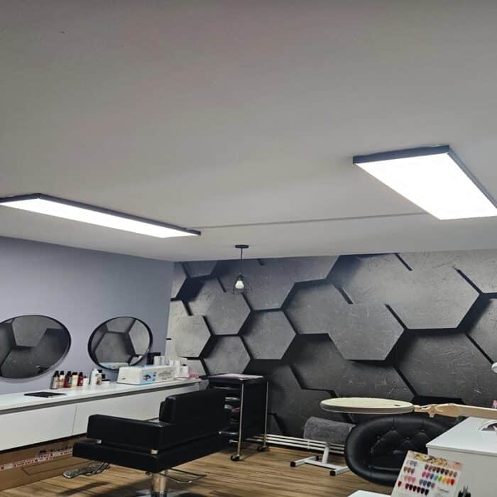 Panou LED Suspendat si Aplicat, Lumina Rece, 6000K, 72W, Negru 117x28 cm - imagine 2