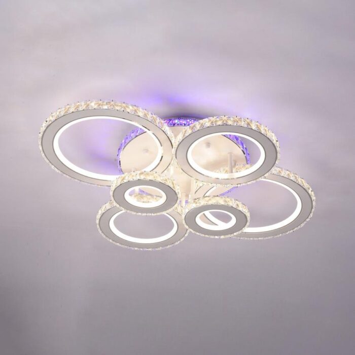 Lustra Led Shyma cu Telecomanda, 238W, cu 3 Tipuri de Lumina, Calda, Rece, Neutra + Lumina RGB, Colorata, Alb - imagine 6