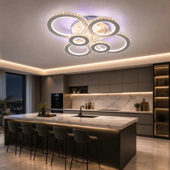Lustra Led Shyma cu Telecomanda, 238W, cu 3 Tipuri de Lumina, Calda, Rece, Neutra + Lumina RGB, Colorata, Alb - imagine 5