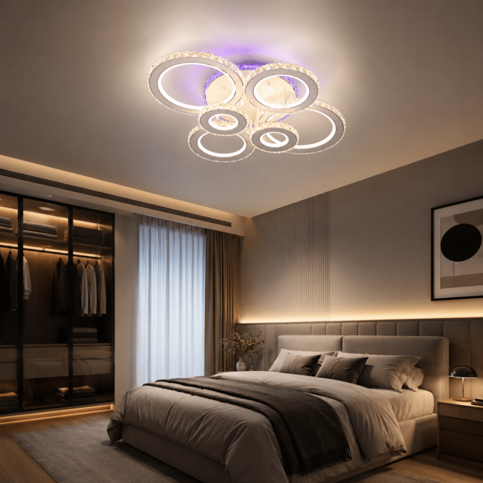 Lustra Led Shyma cu Telecomanda, 238W, cu 3 Tipuri de Lumina, Calda, Rece, Neutra + Lumina RGB, Colorata, Alb - imagine 4
