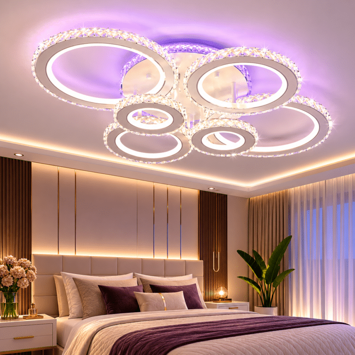 Lustra Led Shyma cu Telecomanda, 238W, cu 3 Tipuri de Lumina, Calda, Rece, Neutra + Lumina RGB, Colorata, Alb - imagine 3