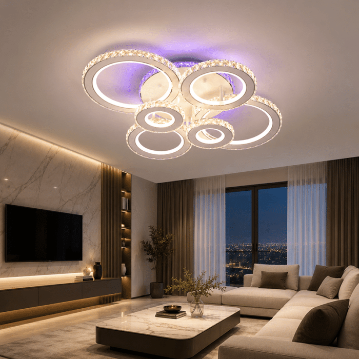 Lustra Led Shyma cu Telecomanda, 238W, cu 3 Tipuri de Lumina, Calda, Rece, Neutra + Lumina RGB, Colorata, Alb - imagine 2