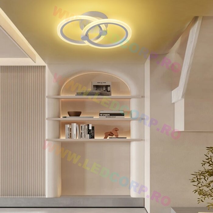 Aplică LED Cercuri, 3 Tipuri de Lumina, 48W Alb (3)