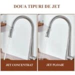 Baterie Bucătărie din Inox, Pipă extensibilă cu Comandă Dublă, Racord inclus, Crom - imagine 4