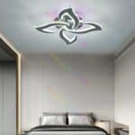 Lustra LED 4 Petale Aplicată Model Cristale cu Telecomanda RGB, 120W, Metal, Crom - imagine 2