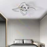 Lustra LED 4 Petale Aplicată Model Cristale cu Telecomanda RGB, 120W, Metal, Crom - imagine 5