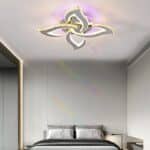 Lustra LED 4 Petale Aplicată Model Cristale cu Telecomanda RGB, 120W, Metal, Crom