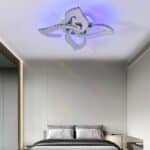 Lustra LED 4 Petale Aplicată Model Cristale cu Telecomanda RGB, 120W, Metal, Crom - imagine 7