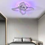 Lustra LED 4 Petale Aplicată Model Cristale cu Telecomanda RGB, 120W, Metal, Crom - imagine 8
