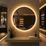 Oglinda LED 60x60 cm, Senzor Miscare Premium - 3 Tipuri de Lumina, Dimabila, Ceas & Temperatura, Dezaburire - imagine 4