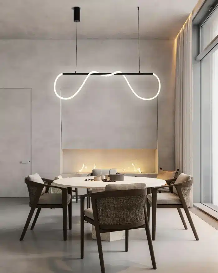 Lustra LED Neon Flex cu Telecomanda, 52W, Negru 150 cm - imagine 6