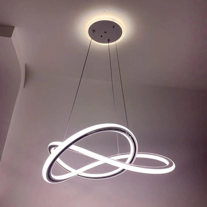 Lustra LED Tip Pendul, 3 Tipuri De Lumina, Inaltime Reglabila, Negru