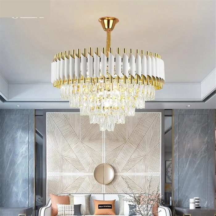 Candelabru Cristal K9, Model Alb, 10x bec E27 (2)