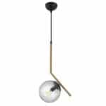 Pendul Modern, 1x bec E27, Abajur Fumuriu din Sticla, Auriu