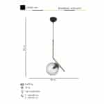 Pendul Modern, 1x bec E27, Abajur Fumuriu din Sticla, Auriu - imagine 3