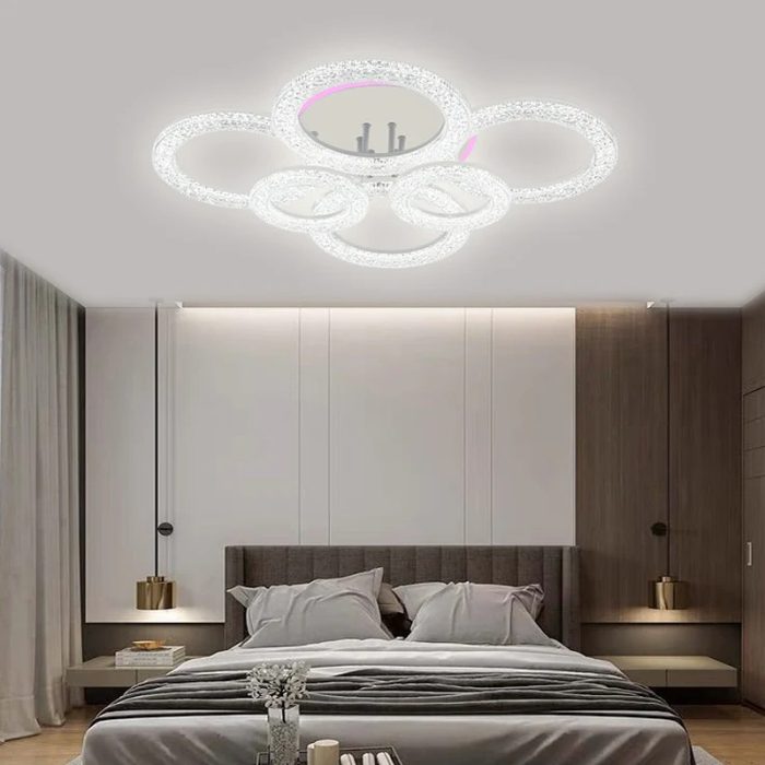 Lustra LED Sone, Cu Telecomanda, 3 Tipuri De Lumina Plus Lumina RGB, Intensitate Reglabila, 100W, Alb (3)