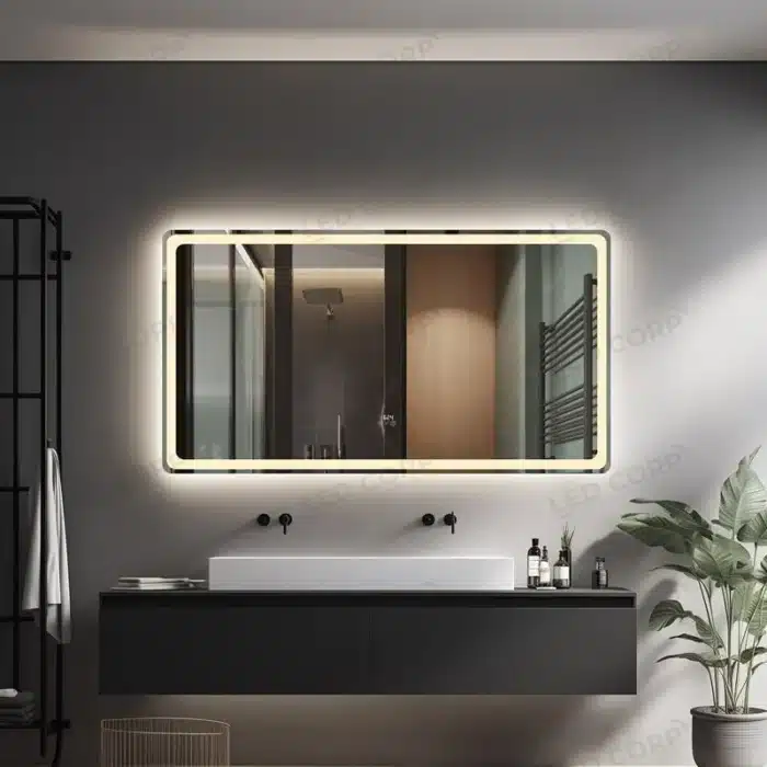 Oglinda Baie LED Smart 150x80 cm, Senzor Miscare, Dezaburire, Ceas si Temperatura, 3 Tipuri de Lumina, Dimabila - imagine 3