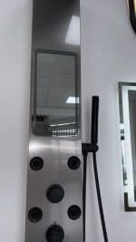 Panel de Dus cu Efect de Ploaie si Jeturi cu masaj, Oglinda LED Incorporata, Argintiu Periat - imagine 2